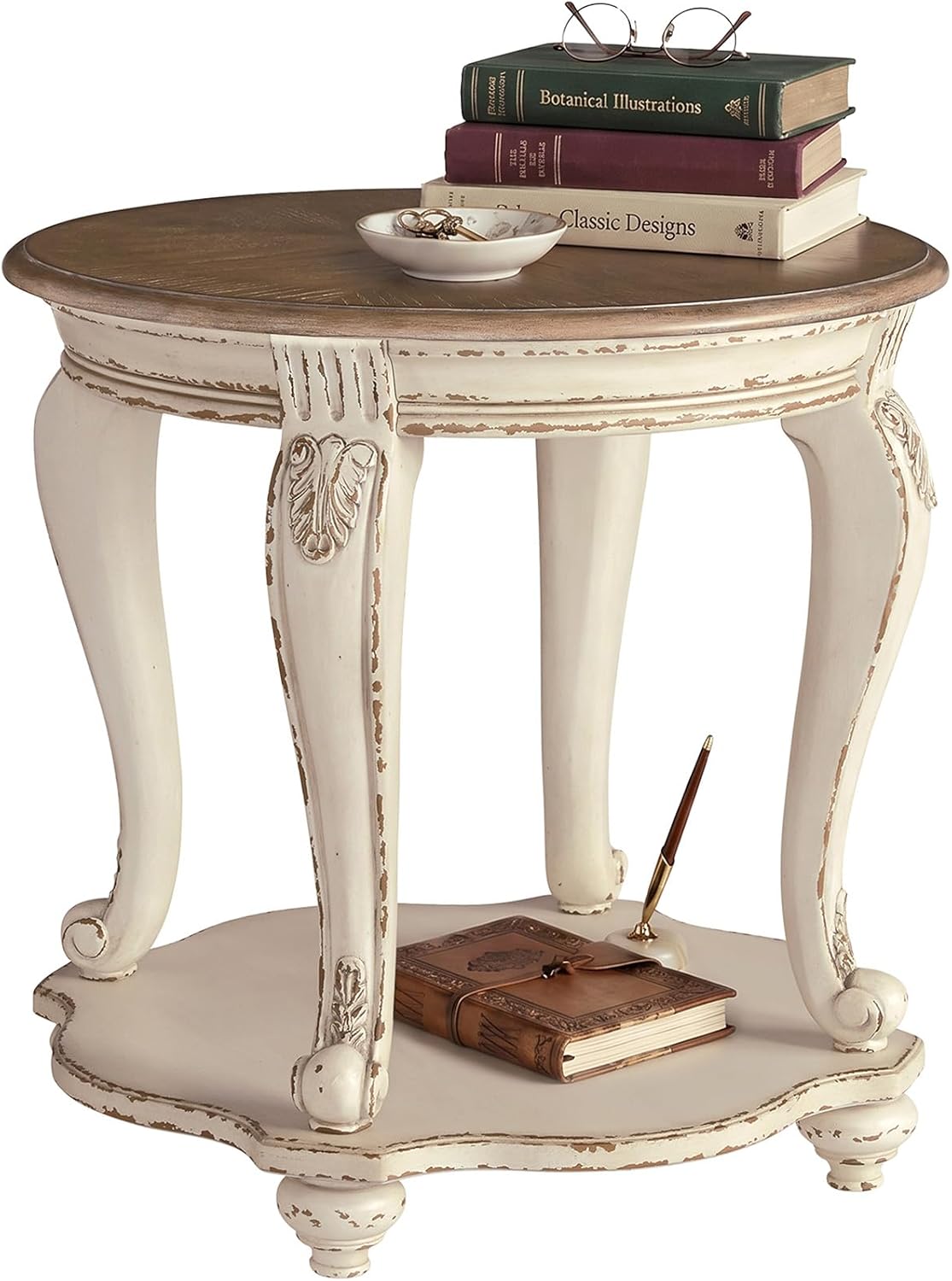 Desk Setup White - Okrągły stolik boczny w stylu francuskim,