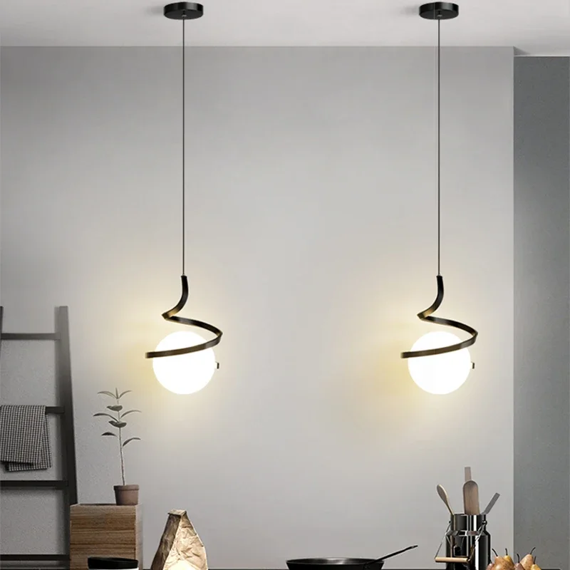Desk Setup White - Nordycka lampa wisząca LED do sypialni,