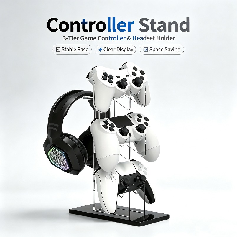 Desk Setup Headphones - Stojak na kontrolery, 3-poziomowy wieszak na
