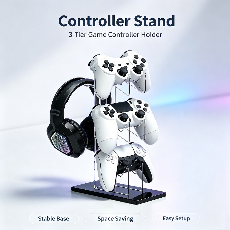 Desk Setup Headphones - Stojak na gry 3-poziomowy, uchwyt na