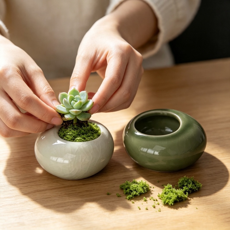 Mini doniczka z efektem popęka – Desk Setup Plant recenzja i cena